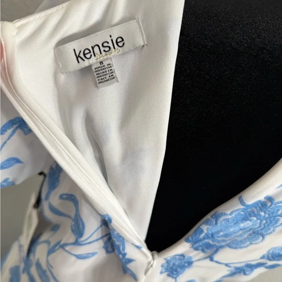 Kensie Blue and White High Low Sundress with Flutter Sleeves - Picture 11 of 11